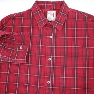 Relwen Shirt Men's Large Cotton Plaid Button Up Long Sleeve Casual lightweight
